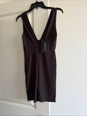 PrettyLittleThing Plum Ribbed Sleeveless V-Neck Romper